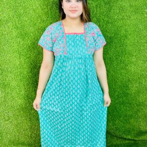 প্রিমিয়াম হাফ হাতা ম্যাক্সি-আকাশী