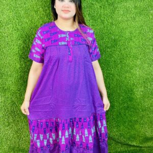 প্রিমিয়াম হাফ হাতা ম্যাক্সি ১২০ ইন্সি ঘের- বেগুনি